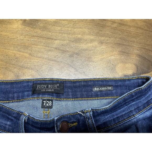 Judy Blue Jeans Womens 7/28 Relaxed Fit Skinny Aurora Handsand Blue USA Whiskers - Picture 4 of 10